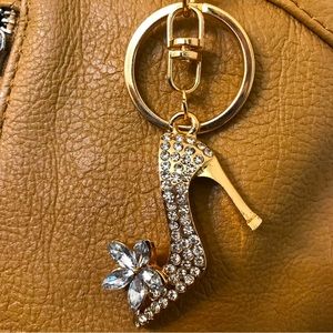 NWOT Silver Rhinestones Gold Purse charm key chain